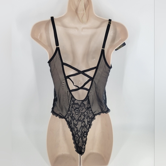 Rachel Roy Bodysuit Lace Romantic Goth Coquette Fairy Black Size XL New - Picture 2 of 4